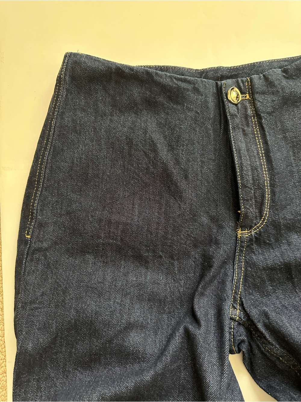 Zara Women’s no waistband Dark Blue wash, high waisted wide leg straight Jeans